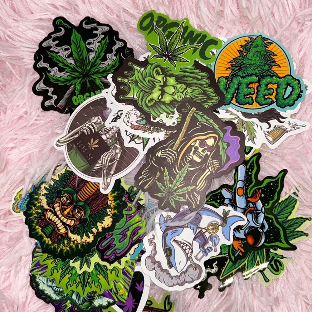 Colorful Cannabis-Themed Stickers